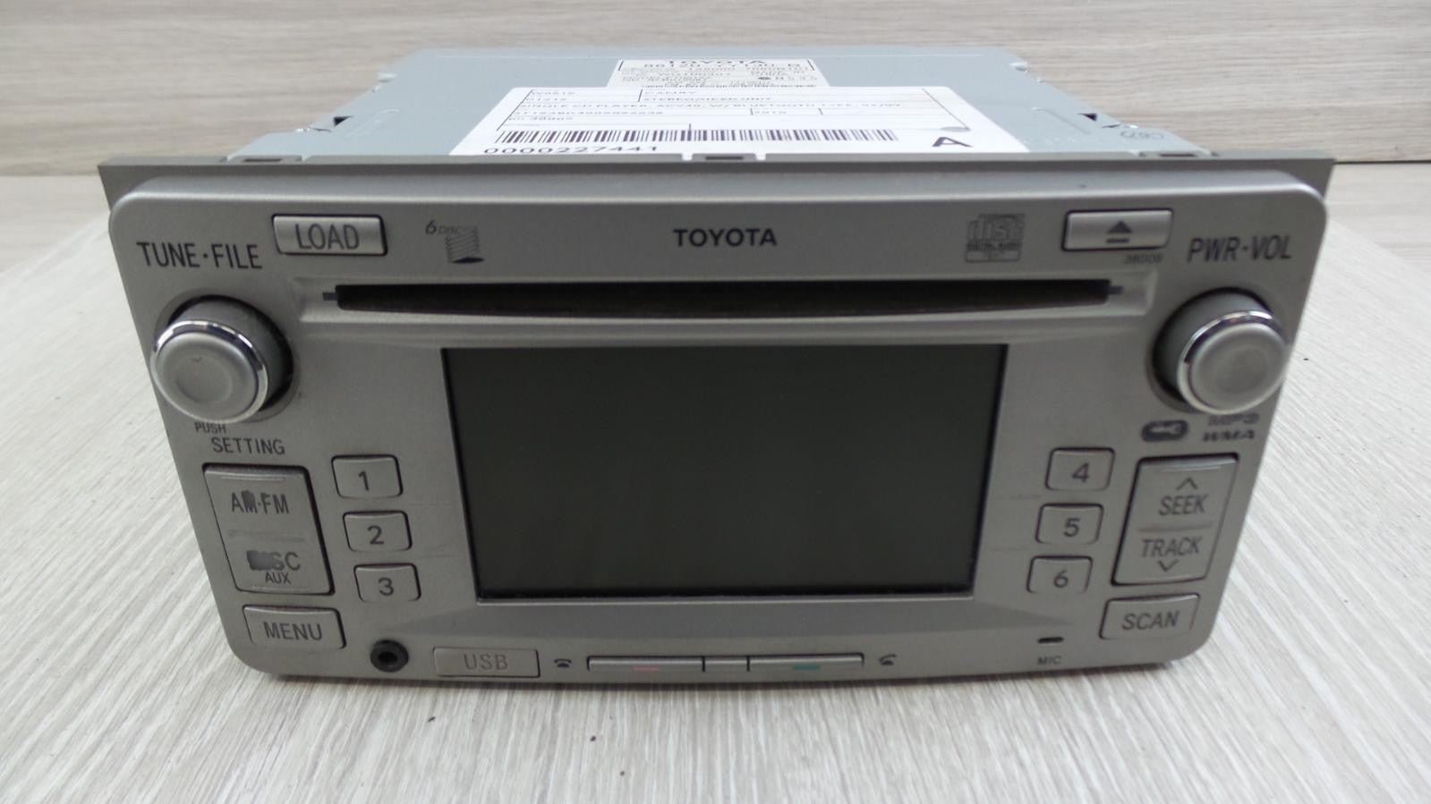 TOYOTA CAMRY STEREO/HEAD UNIT SINGLE CD PLAYER, ACV40, W/ BLUETOOTH TYPE, 04/09