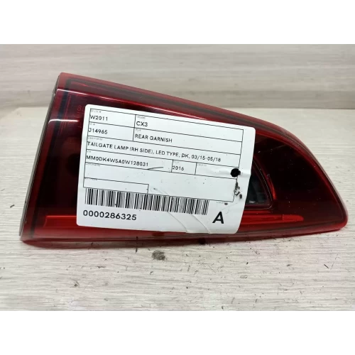 MAZDA CX3 REAR GARNISH TAILGATE LAMP (RH SIDE), LED TYPE, DK, 03/15-05/18 2016