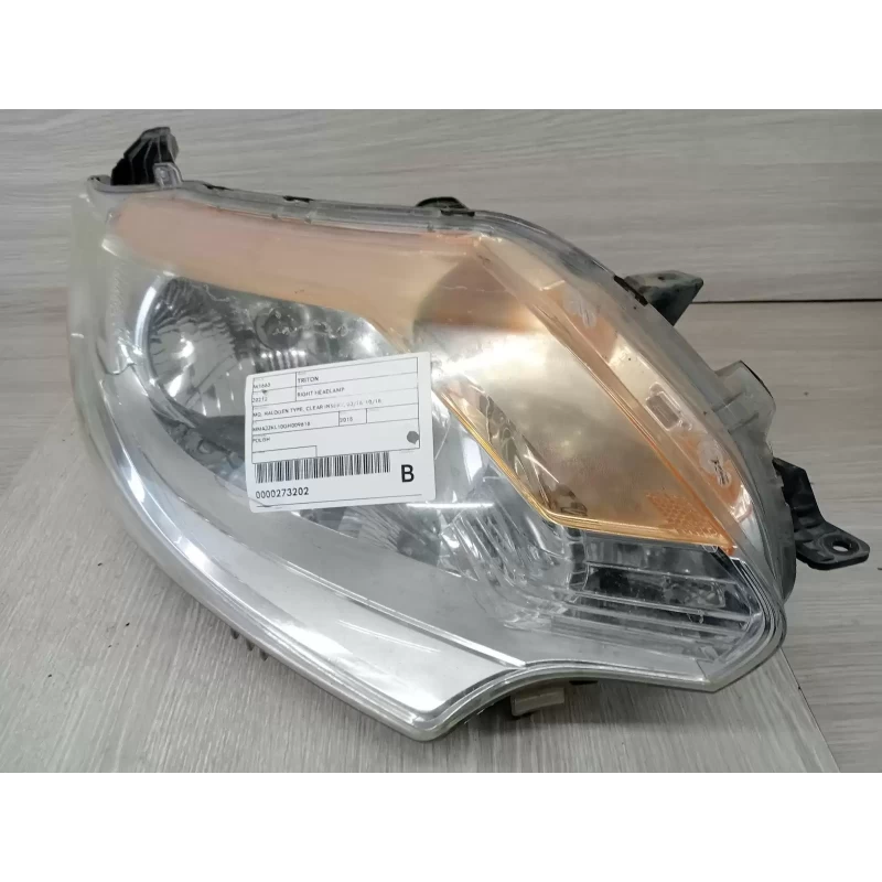 MITSUBISHI TRITON RIGHT HEADLAMP MQ, HALOGEN TYPE, CLEAR INSERT, 03/15-10/18 201