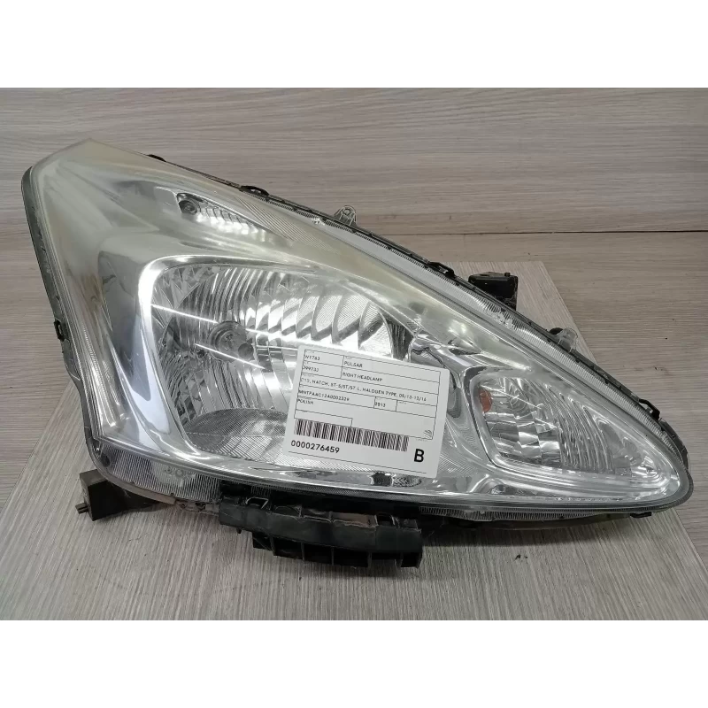 NISSAN PULSAR RIGHT HEADLAMP C12, HATCH, ST-S/ST/ST-L, HALOGEN TYPE, 05/13-12/16