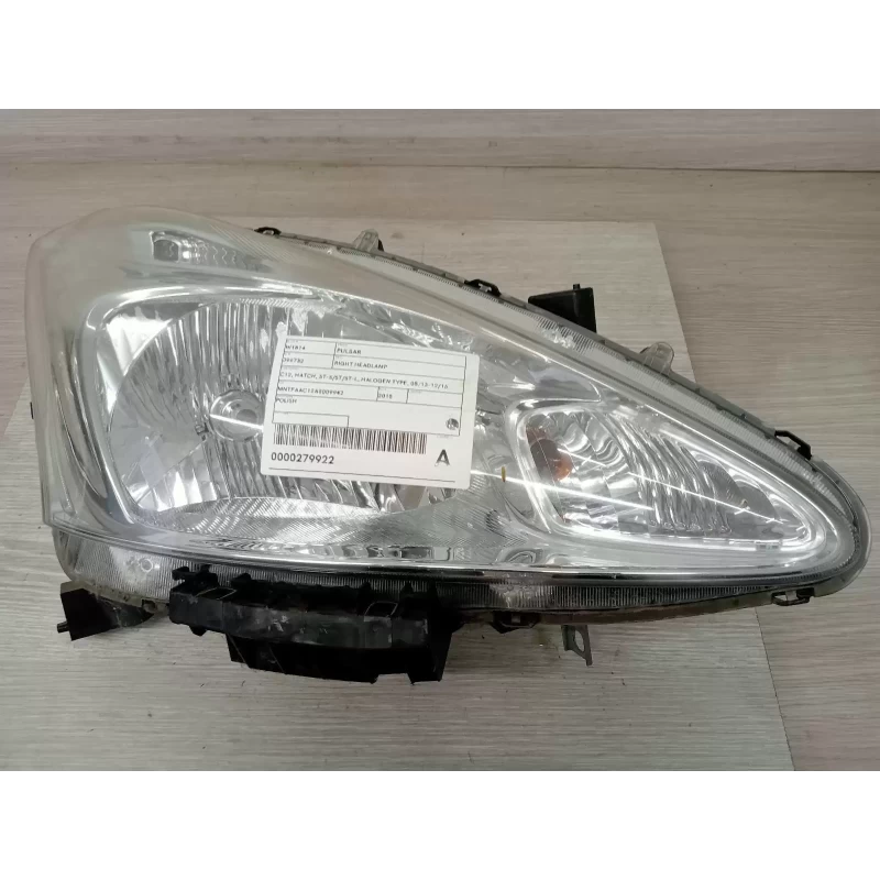 NISSAN PULSAR RIGHT HEADLAMP C12, HATCH, ST-S/ST/ST-L, HALOGEN TYPE, 05/13-12/16