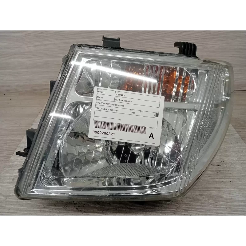 NISSAN NAVARA LEFT HEADLAMP D40 (VIN VSK), 06/07-01/10 2008