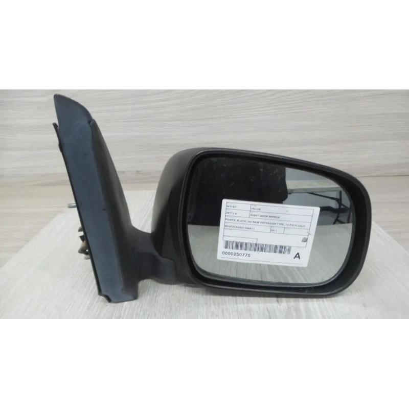 TOYOTA HILUX RIGHT DOOR MIRROR POWER, BLACK, W/ BASE EXTENSION TYPE, 10 PIN PLUG