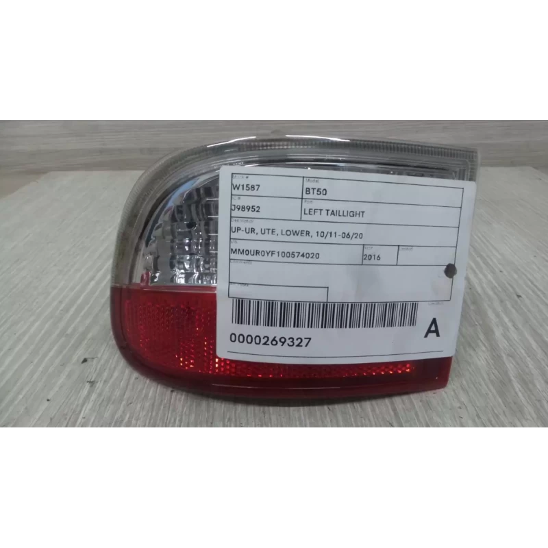 MAZDA BT50 LEFT TAILLIGHT UP-UR, UTE, LOWER, 10/11-06/20 2016